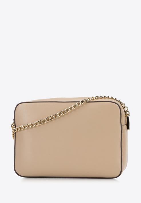 Leather cross body bag with monogram design, beige, 95-4E-634-3, Photo 2