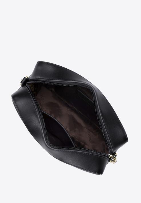 Leather cross body bag with monogram design, black, 95-4E-634-7, Photo 3