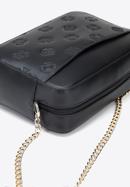 Leather cross body bag with monogram design, black, 95-4E-634-7, Photo 4