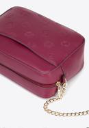 Leather cross body bag with monogram design, burgundy, 95-4E-634-7, Photo 4