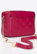 Leather cross body bag with monogram design, pink, 95-4E-634-3, Photo 4