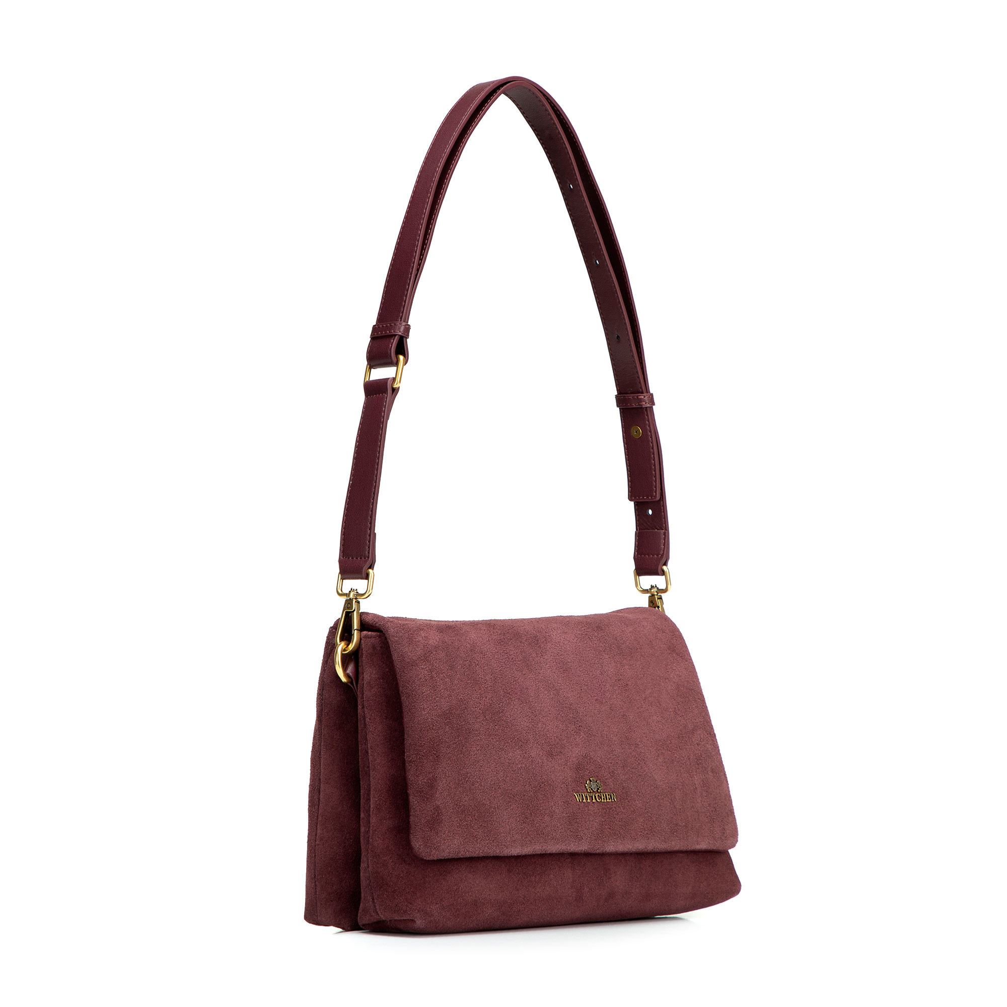 Dámska crossbody kabelka Wittchen z prírodnej kože s moderným vzhľadom, Vyberte variant burgund