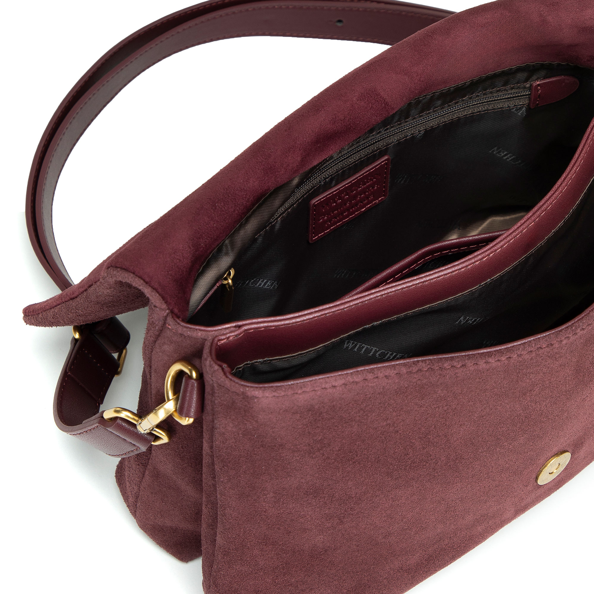 Dámska crossbody kabelka Wittchen z prírodnej kože s moderným vzhľadom, Vyberte variant burgund