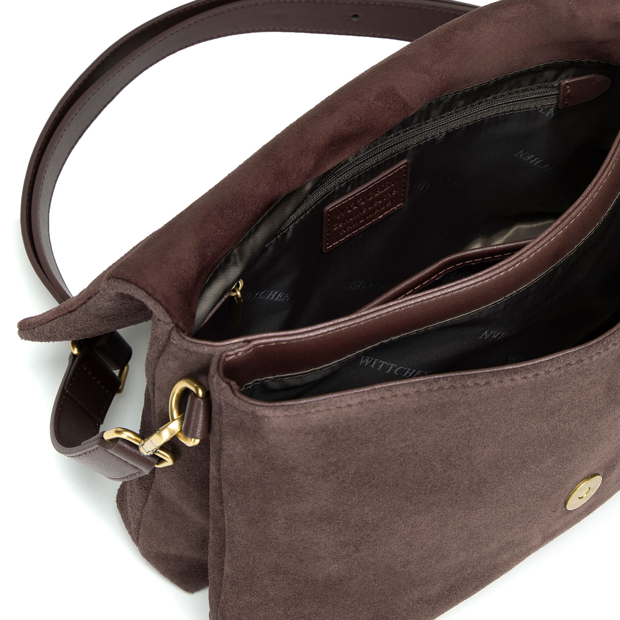 Tmavohnedá dámska crossbody kabelka Wittchen z prírodnej kože s nadčasovým vzhľadom, Vyberte variant tmavohnedá