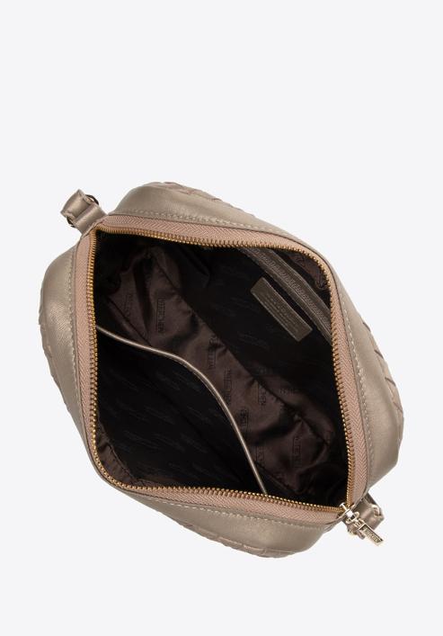 Small woven leather crossbody bag, gold, 97-4E-511-G, Photo 3