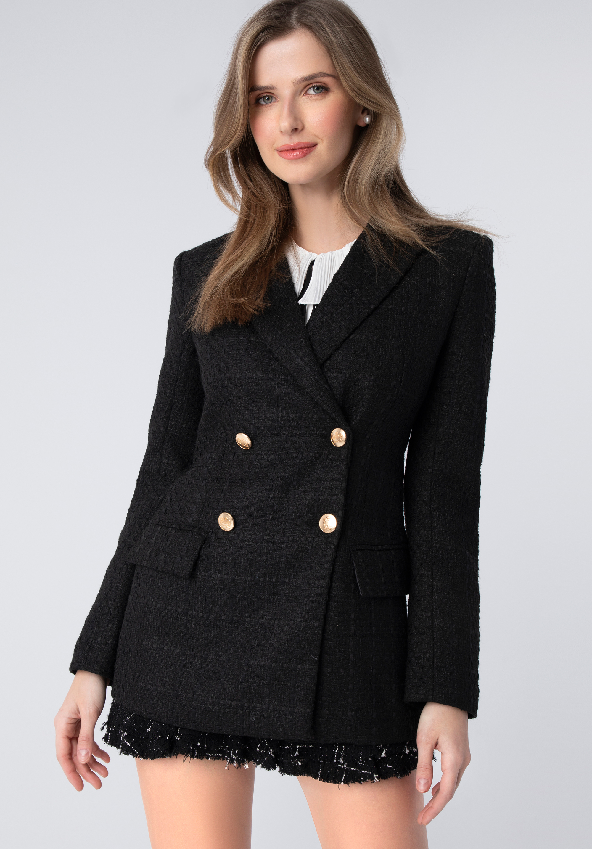 Women's boucle fitted blazer
