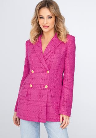 Women's boucle fitted blazer, pink, 98-9X-500-P-M, Photo 1