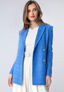 Women's boucle fitted blazer, blue, 98-9X-500-P-XL, Photo 2