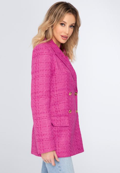 Women's boucle fitted blazer, pink, 98-9X-500-7-M, Photo 2