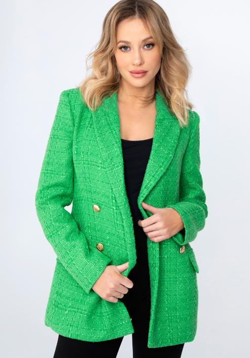Women's boucle fitted blazer, green, 98-9X-500-7-L, Photo 2
