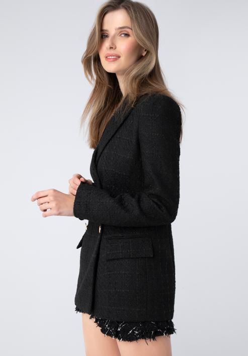 Women's boucle fitted blazer, black, 98-9X-500-0-S, Photo 3
