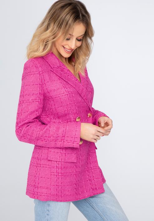 Women's boucle fitted blazer, pink, 98-9X-500-7-S, Photo 3