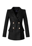 Women's boucle fitted blazer, black, 98-9X-500-N-M, Photo 30