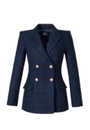 Women's boucle fitted blazer, navy blue, 98-9X-500-P-S, Photo 30