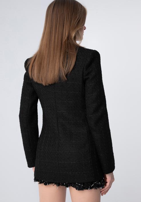 Women's boucle fitted blazer, black, 98-9X-500-N-M, Photo 4