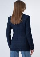 Women's boucle fitted blazer, navy blue, 98-9X-500-1-M, Photo 4