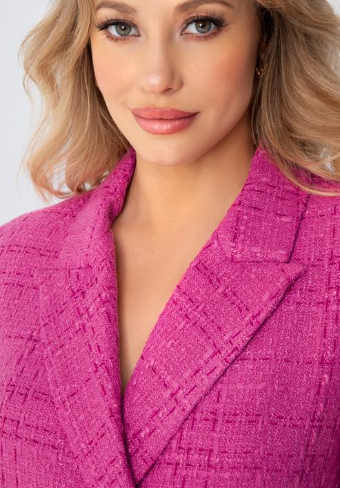 Women's boucle fitted blazer, pink, 98-9X-500-7-M, Photo 5