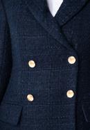 Women's boucle fitted blazer, navy blue, 98-9X-500-P-L, Photo 6