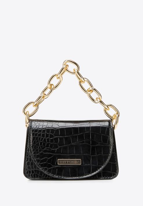 Faux leather mini handbag, black, 95-4Y-766-4, Photo 1