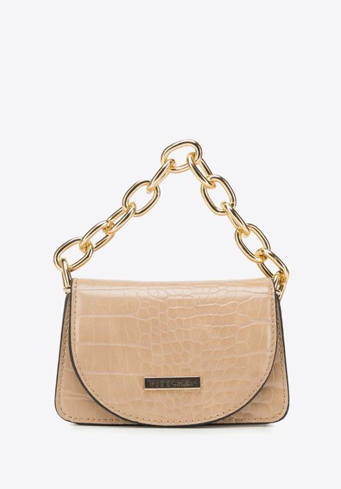 Faux leather mini handbag, beige, 95-4Y-766-1, Photo 1