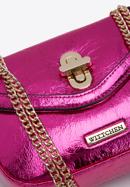 Women's glistening faux leather flap bag on chain, pink, 97-4Y-754-G, Photo 5
