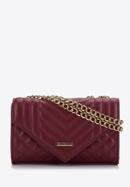 Women's quilted faux leather flap bag, burgundy, 97-4Y-510-Z, Photo 1