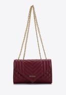 Women's quilted faux leather flap bag, burgundy, 97-4Y-510-Z, Photo 2