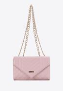 Women's quilted faux leather flap bag, light pink, 97-4Y-510-R, Photo 2