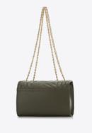 Women's quilted faux leather flap bag, green, 97-4Y-510-3, Photo 3