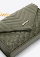 Women's quilted faux leather flap bag, green, 97-4Y-510-3, Photo 5
