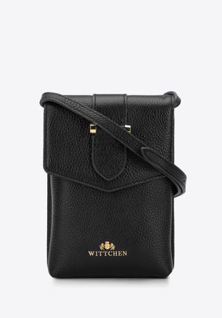 Women's leather mini purse, black-gold, 95-2E-601-10, Photo 1