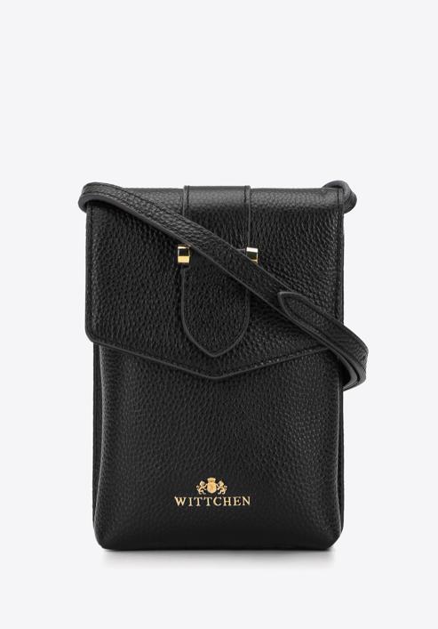 Women's leather mini purse, black-gold, 95-2E-601-33, Photo 1