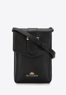 Women's leather mini purse, black-gold, 95-2E-601-33, Photo 1