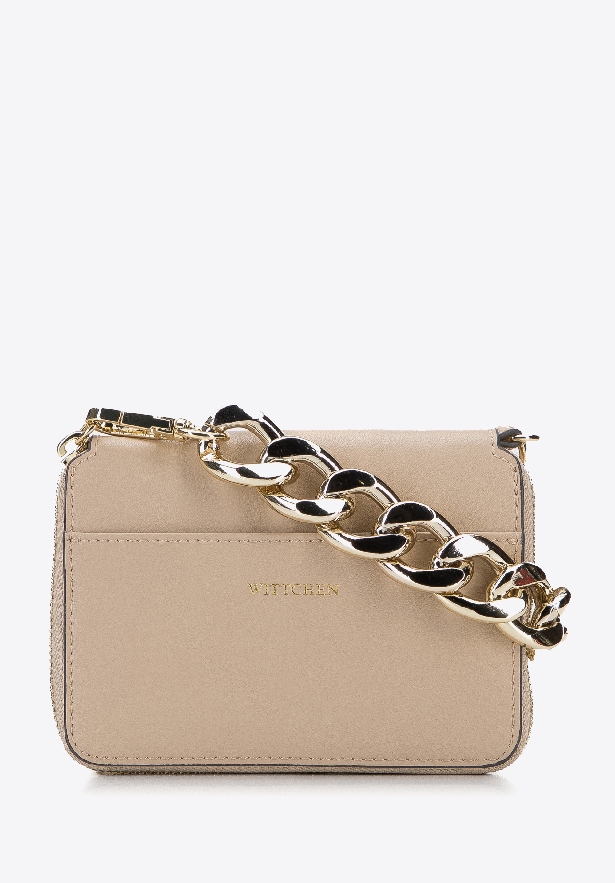 Leather clutch bag with thick chain shoulder strap I WITTCHEN