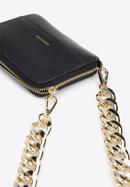 Leather clutch bag with thick chain shoulder strap, black, 95-2E-629-9, Photo 4