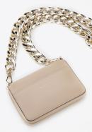 Leather clutch bag with thick chain shoulder strap, beige, 95-2E-629-1, Photo 4