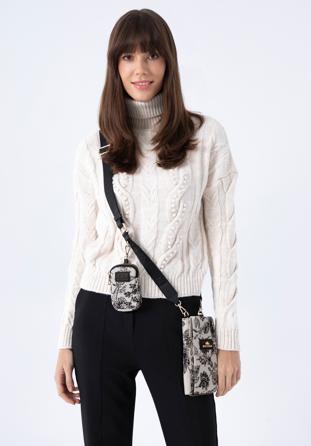 Women's patterned mini handbag, cream-black, 97-2E-506-X1, Photo 1