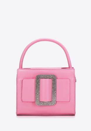 Women's mini handbag with diamante buckle detail, light pink, 97-4Y-756-P, Photo 1