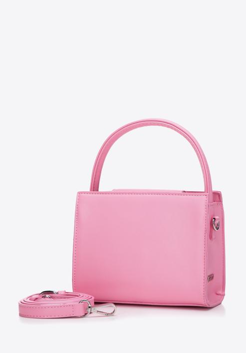 Women's mini handbag with diamante buckle detail, light pink, 97-4Y-756-1, Photo 2