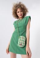 Women's boucle tweed mini handbag with crystal insect embellishment, beige-green, 98-2Y-207-P, Photo 15