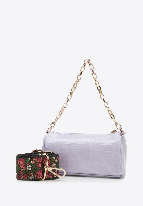 Small baguette bag with interchangeable shoulder straps, light violet, 94-4Y-708-P, Photo 2