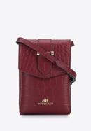 Women's leather croco mini purse, dar red, 95-2E-601-3, Photo 1