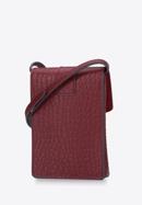 Women's leather croco mini purse, dar red, 95-2E-601-3, Photo 2