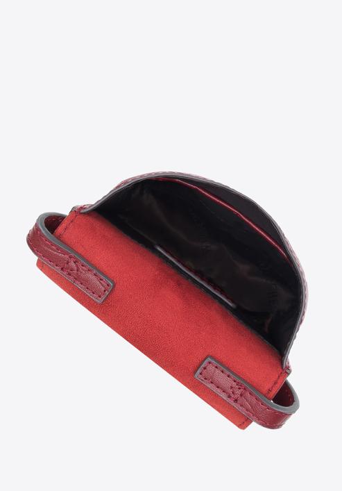 Women's leather croco mini purse, dar red, 95-2E-601-3, Photo 3