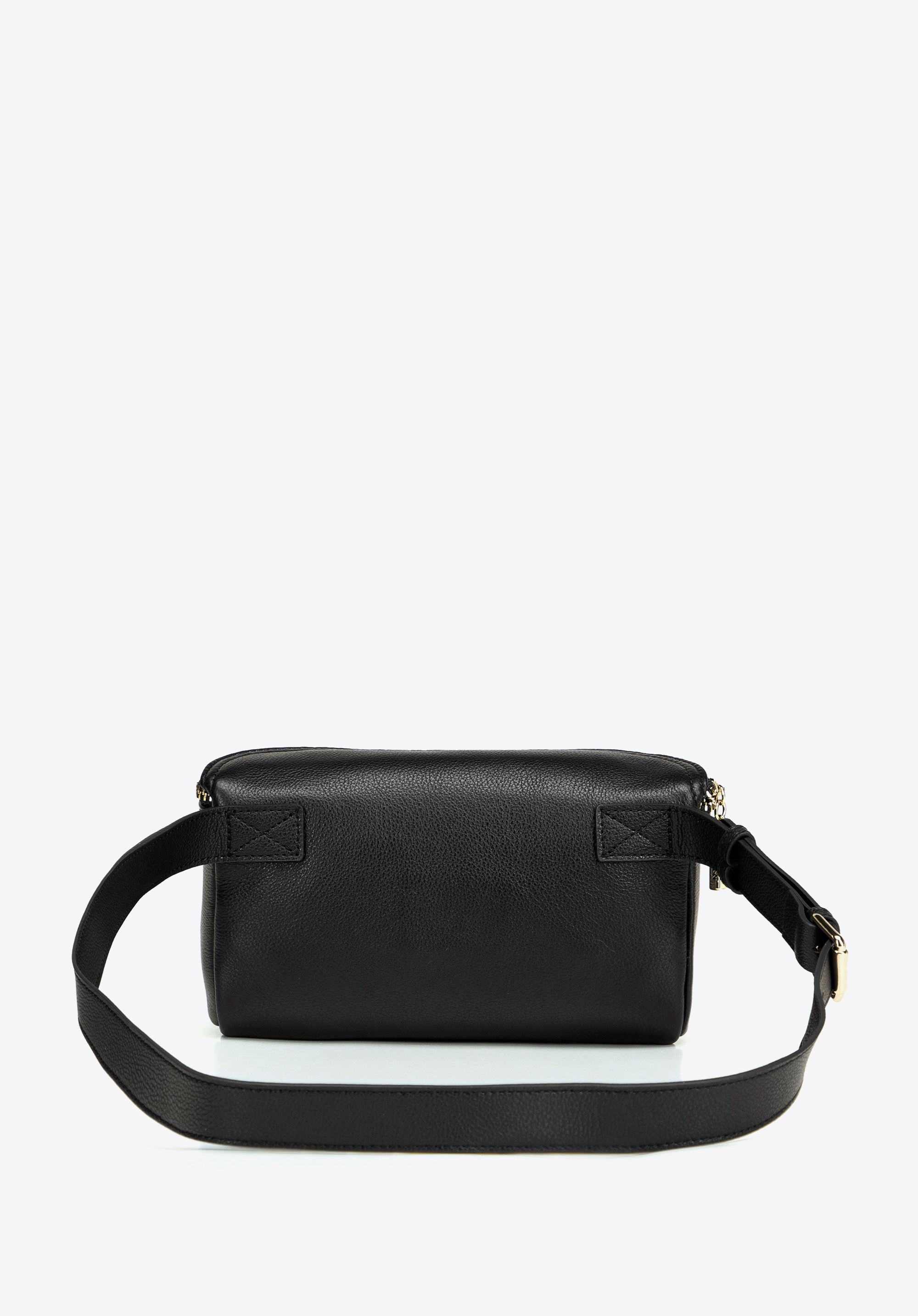 Damska nerka ze skóry naturalnej z regulowanym paskiem, czarny, 103-3E-625-1, Zdjęcie 1