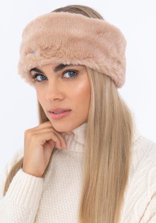 Women's faux fur headband, beige, 97-7F-200-8, Photo 1