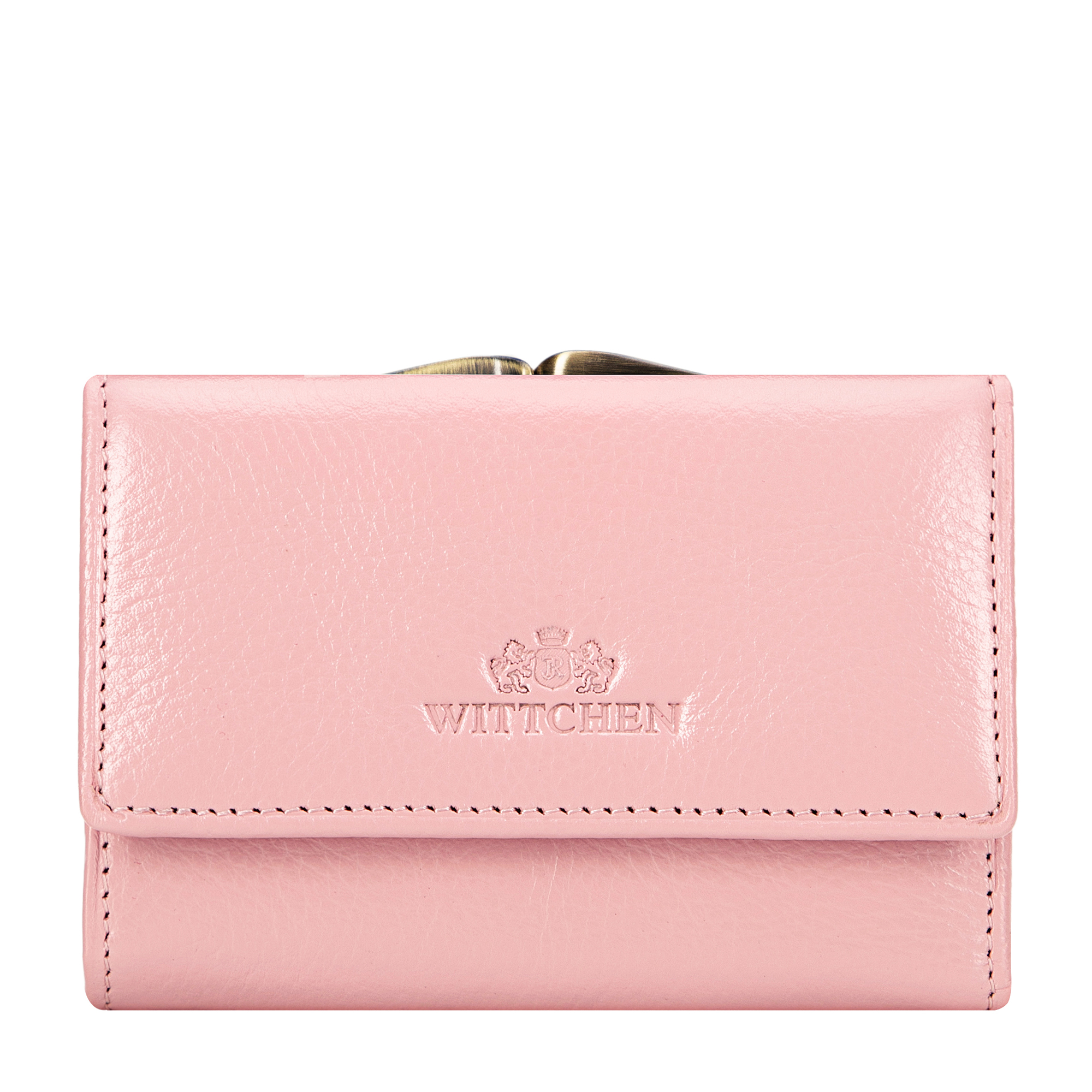 Dámska kožená peňaženka s logom ružová 21-1-053-RL