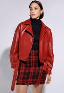Women's oversize faux leather biker jacket, dar red, 95-9P-102-1G-L, Photo 1