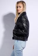 Women's oversize faux leather biker jacket, black, 95-9P-102-1G-L, Photo 3