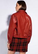 Women's oversize faux leather biker jacket, dar red, 95-9P-102-1G-L, Photo 3